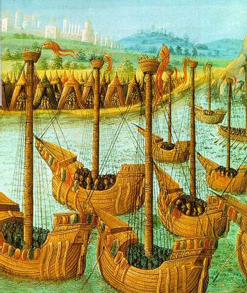 Venetian Navy landing in Constantinople, from a XV Century miniature