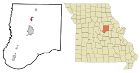 Callaway County Missouri Incorporated and Unincorporated areas Kingdom City Highlighted.svg