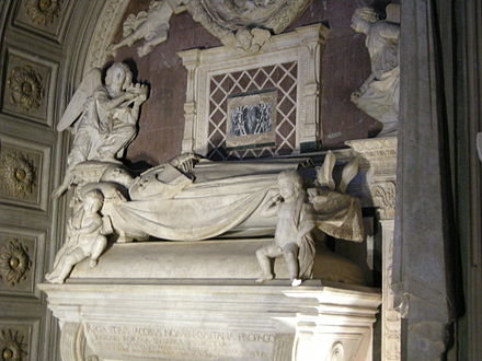 His tomb made by Antonio del Rossellino