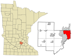 Location of the city of Chanhassenwithin Carver County, Minnesota