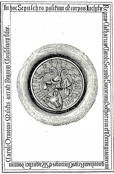 File:Catherine of Sweden (1448) grave drawing & family seal 1820 & 1879.jpg