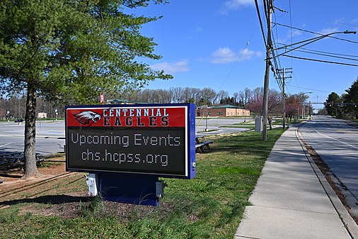 Centennial High School sign, Ellicott City, MD