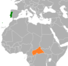 Location map for the Central African Republic and Portugal.