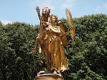 Saint-Gaudens's 1902 statue of Victory, part of the Sherman monument in New York City, was used for the design of Liberty on the obverse of the double eagle Central Park Statue.JPG