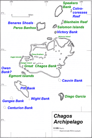 Location of Nelsons Island in the north of the Great Chagos Bank in the Chagos Archipelago