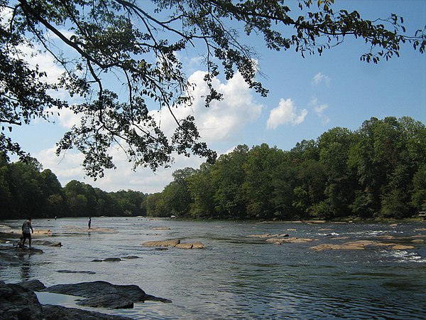 Chattahoochee River at Jones Bridge Park in Peachtree Corners, Georgia