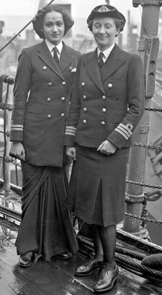 File:Chief Officer Margaret L Cooper, Deputy Director of the Women’s Royal Indian Naval Service (WRINS), with Second Officer Kalyani Sen, WRINS at Rosyth during their two month study visit to Britain.jpg