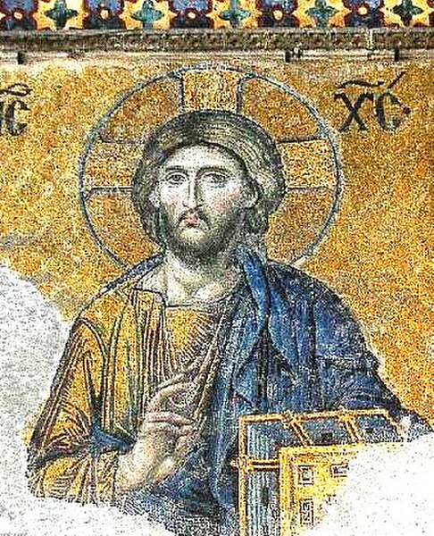 Christ Pantocrator, detail of the Deesis mosaic in Hagia Sophia – Constantinople (Istanbul) 12th century