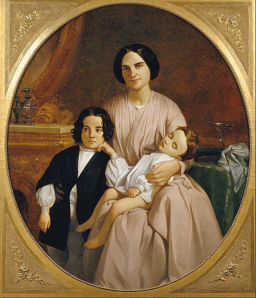 File:Claudi Lorenzale - Portrait of the Painter's Wife and Children - Google Art Project.jpg