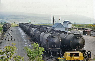 Culloden Moor Station, Highland Bitumen sidings and closed signal box. Culloden Moor station site geograph-3345327-by-Ben-Brooksbank.jpg