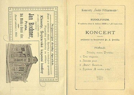 Program prvního koncertu České filharmonie, 4. ledna 1896