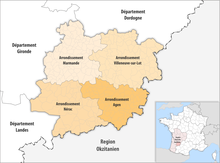 Gemeinden und Arrondissemente im Département Lot-et-Garonne