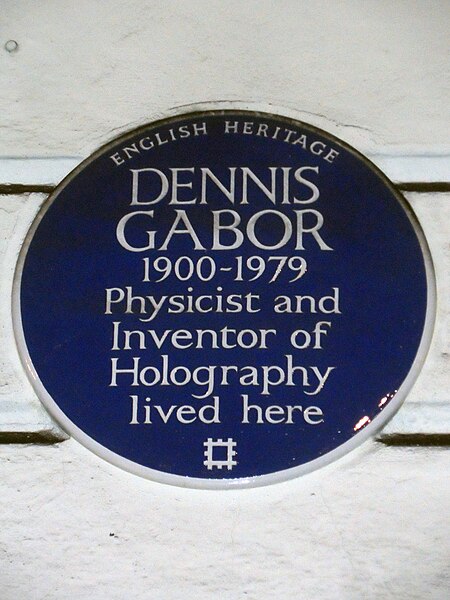 File:DENNIS GABOR 1900-1979 Physicist and Inventor of Holography lived here.JPG