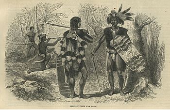 Suku Dayak dengan pakaian perang mereka