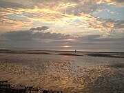 Coucher de soleil à marée basse à Dieppe.