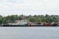 USCGC Mobile Bay, an icebreaking tug based out of Sturgeon Bay,[2] with barge for servicing buoys