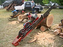 Dragsaw demonstration at Cobble Hill Fair, late August 2007, Cobble Hill, British Columbia on Vancouver Island. Dragsaw.jpg