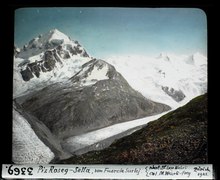 Piz Roseg-Delta, vom Fuorcla Surlej. Historisches Luftbild von Leo Wehrli (1922)