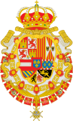 Escudo de Felipe V de España Toisón y Espíritu Santo Leones gules.svg
