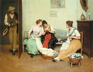 The Friendly Gossips (1901) by Eugene de Blaas Eugene de Blaas The Friendly Gossips.jpg