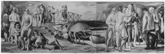 FWA-PBA-Paintings and Sculptures for Public Buildings-painting depicting beach scene with bathers, boardwalk, boats... - NARA - 195804.tif