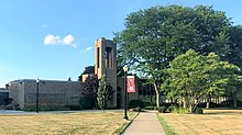 Farrell Hall, one of the two original buildings on campus. Farrell Hall 7-11-22 394 (2).jpg