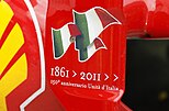 Mobil Formula Satu Ferrari dengan logo ulang tahun Risorgimento ke-150