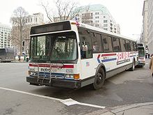 A 1987 Flxible Metro-A, owned by WMATA Metrobus, parked in Washington, D.C. Flx on J20.jpg