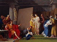 Ο Ζεύξις επιλέγοντας μοντέλα για την εικόνα της Ελένης ανάμεσα στα κορίτσια του Κρότωνα, λεπτομέρεια