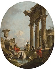 Francesco Lazzaro Guardi (1712 –1793) Postavy mezi ruins.jpg