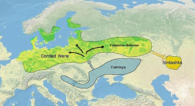 According to Allentoft (2015), the Sintashta culture probably derived from the Corded Ware culture.