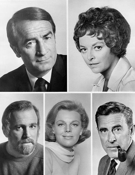 Cast of General Hospital 1973 (top): John Beradino, Emily McLaughlin (bottom): Martin West, Rachel Ames, Peter Hansen