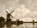 Gilbert von Canal (1849–1927) Flußlandschaft mit Windmühle. Signiert. Öl auf Leinwand, 66 x 87 cm