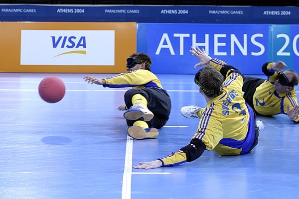 The Swedish goalball team at the 2004 Summer Paralympics