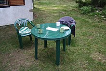 Green plastic garden furniture, Czech Republic, 2009 Green garden furniture from plastics in Czech Republic.jpg