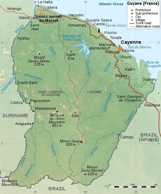 Kaart van Frans-Guyana