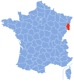Департамент Верхній Рейн на карті Франції