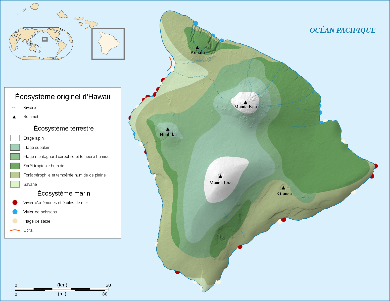 Мауна лоа на карте. Климатическая карта Гавайских островов. Мауна Кеа на карте. Природные зоны Гавайских островов.