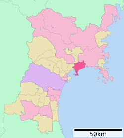 Location of Higashimatsushima in Miyagi Prefecture