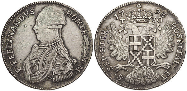 30 tarì coin of Grandmaster Hompesch minted during the French occupation of Malta in 1798