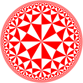 The (6,4,2) triangular hyperbolic tiling that inspired Escher Hyperbolic domains 642.png
