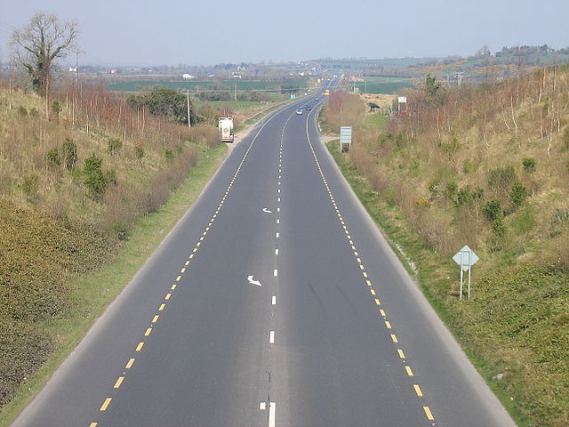 R448 Moone-Timolin bypass, County Kildare, the former N9 now itself bypassed by the M9