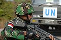 An Indonesian Army infantryman participating in the U.N.'s Global Peacekeeping Operation Initiative