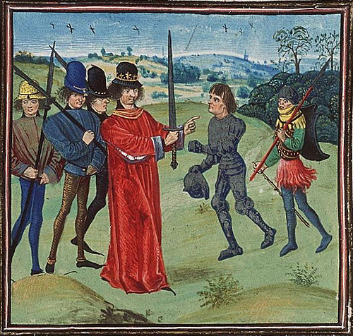 Investiture of Baldwin I by Charles the Bald, as imagined in the 15th century