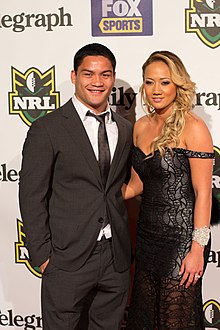 Luke at the 2012 Dally M Awards with Mikayla Watts Issac Luke DallyM 2012.jpg