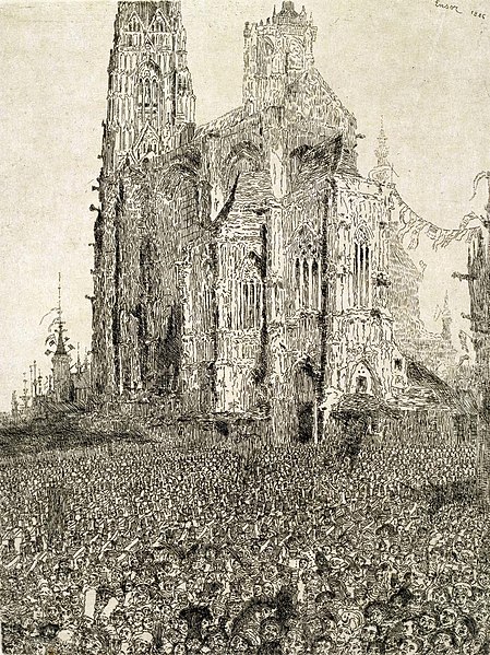 File:James Ensor, The Cathedral (1886) etching, 25 x 19 cm., Museum of Fine Arts, Ghent.jpg