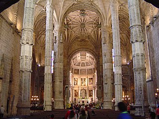 Nef manuéline de l'église Santa Maria qui jouxte le monastère des Hiéronymites à Lisbonne.