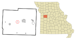 Johnson County Missouri Incorporated and Unincorporated areas Centerview Highlighted.svg