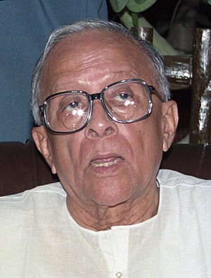 Longest serving Chief Minister of West Bengal, Jyoti Basu in his office.