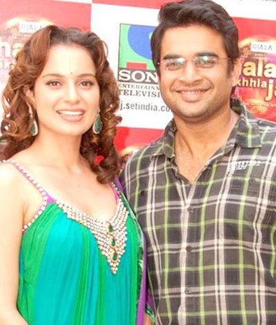 Madhavan with Kangana Ranaut promoting Tanu Weds Manu in 2010